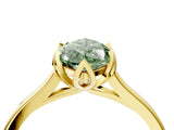 Yellow gold Fancy Green Marquise Cut Diamond Solitaire Ring with Flower Prong Setting and Classic Band_40