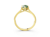 Yellow gold Fancy Green Marquise Cut Diamond Solitaire Ring with Flower Prong Setting and Classic Band_95