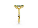 Yellow gold Fancy Green Marquise Cut Diamond Solitaire Ring with Four-Prong Setting and Pavé Band_5