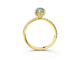 Yellow gold Fancy Green Marquise Cut Diamond Solitaire Ring with Four-Prong Setting and Pavé Band_6