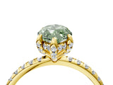 Yellow gold Fancy Green Marquise Cut Diamond Solitaire Ring with Four-Prong Setting and Pavé Band_7
