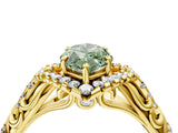 Yellow gold Fancy Green Marquise Cut Diamond Solitaire Ring with Hidden Halo and Pavé Band_31