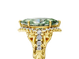 Yellow gold Fancy Green Marquise Cut Diamond Solitaire Ring with Hidden Halo and Pavé Band_32