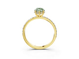 Yellow gold Fancy Green Marquise Cut Diamond Solitaire Ring with Pavé Band and Hidden Halo_23