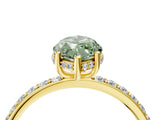 Yellow gold Fancy Green Marquise Cut Diamond Solitaire Ring with Pavé Band and Hidden Halo_24