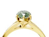 Yellow gold Fancy Green Marquise Cut Diamond Solitaire Ring with Pavé Band and Prong Setting_16