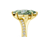 Yellow gold Fancy Green Marquise Cut Diamond Solitaire Ring with Pavé Band and Prong Setting_17