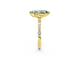 Yellow gold Fancy Green Marquise Cut Diamond Solitaire Ring with Pave Band and Four Prong Setting_89