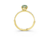 Yellow gold Fancy Green Marquise Cut Diamond Solitaire Ring with Pave Band and Four Prong Setting_90