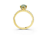 Yellow gold Fancy Green Marquise Cut Diamond Solitaire Ring with Round  Pavé Band and Four-Prong Setting_75