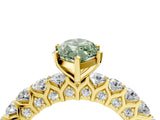 Yellow gold Fancy Green Marquise Cut Diamond Solitaire Ring with Shared Prong Pavé Band and Four-Prong Setting_62
