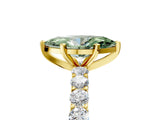 Yellow gold Fancy Green Marquise Cut Diamond Solitaire Ring with Shared Prong Pavé Band and Four-Prong Setting_63