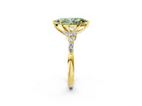 Yellow gold Fancy Green Marquise Cut Diamond Solitaire Ring with Side Stones and Four-Prong Setting_110