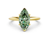Yellow gold Fancy Green Marquise Cut Diamond Solitaire Ring with Six-Prong Setting and Classic Band_287