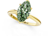 Yellow gold Fancy Green Marquise Cut Diamond Solitaire Ring with Six-Prong Setting and Classic Band_288