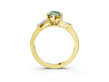 Yellow gold Fancy Green Marquise  Cut Diamond Solitaire Ring with Tapered Baguette Accents and Four-Prong Setting_116