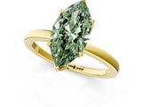 Yellow gold Fancy Green Marquise Cut Diamond Solitaire Ring with Thin Band and Prong Setting_13