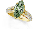 Yellow gold Fancy Green Marquise Cut Diamond Solitaire Ring with Three-Row Pavé Band and Four-Prong Setting_38