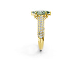 Yellow gold Fancy Green Marquise Cut Diamond Solitaire Ring with Three-Row Pavé Band and Four-Prong Setting_39