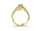 Yellow gold Fancy Green Marquise Cut Diamond Solitaire Ring with Three-Row Pavé Band and Four-Prong Setting_40