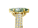 Yellow gold Fancy Green Marquise Cut Diamond Solitaire Ring with Three-Row Pavé Band and Four-Prong Setting_42