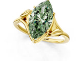 Yellow gold Fancy Green Marquise Cut Diamond Solitaire Ring with Twist Band and Four-Prong Setting_78