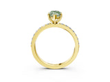 Yellow gold Fancy Green Marquise  Cut Diamond Solitaire with Pave Band and Four-Prong Setting 4