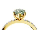 Yellow gold Fancy Green Marquise  Cut Diamond Solitaire with Pave Band and Four-Prong Setting 5