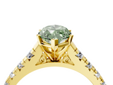 Yellow gold Fancy Green Marquise  Cut Diamond Solitaire with Pave Band and Four-Prong Setting_131
