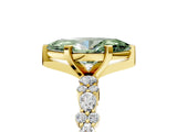 Yellow gold Fancy Green Marquise Cut Diamond Solitaire with Side Stones, Pave Band, Four-Prong Setting_102