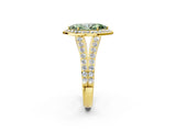 Yellow gold Fancy Green Marquise Cut Diamond Split Shank Halo Ring with Four-Prong Setting_43