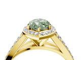 Yellow gold Fancy Green Marquise Cut Diamond Split Shank Halo Ring with Four-Prong Setting_45