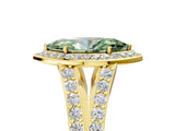 Yellow gold Fancy Green Marquise Cut Diamond Split Shank Halo Ring with Four-Prong Setting_46