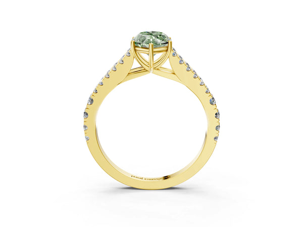 Yellow Gold Marquise Graduated Split Shank Engagement Ring Setting for Fancy Green Center