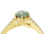 Yellow gold Fancy Green Marquise Cut Diamond Split Shank Pavé Engagement Ring with Four-Prong Setting_95