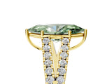 Yellow gold Fancy Green Marquise Cut Diamond Split Shank Pavé Engagement Ring with Four-Prong Setting_96