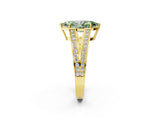 Yellow gold Fancy Green Marquise Cut Diamond Split Shank Ring with Pavé Band and Four-Prong Setting_63