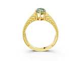 Yellow gold Fancy Green Marquise Cut Diamond Split Shank Ring with Pavé Band and Four-Prong Setting_64