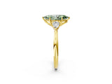 Yellow gold Fancy Green Marquise Cut Diamond Three-Stone Ring with Pear Side Stones and Four-Prong Setting_74