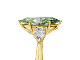 Yellow gold Fancy Green Marquise Cut Diamond Three-Stone Ring with Pear Side Stones and Four-Prong Setting_77