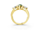 Yellow gold Fancy Green Marquise Cut Diamond Three-Stone Ring with Prong Setting and Classic Band_106