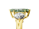 Yellow gold Fancy Green Marquise Cut Diamond Three-Stone Ring with Prong Setting and Classic Band_108