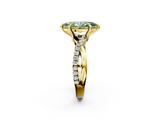 Yellow gold Fancy Green Marquise  Cut Diamond Twist Band Solitaire with Prong Setting_58