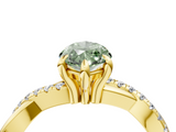 Yellow gold Fancy Green Marquise  Cut Diamond Twist Band Solitaire with Prong Setting_60