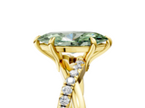 Yellow gold Fancy Green Marquise  Cut Diamond Twist Band Solitaire with Prong Setting_61