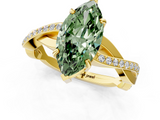 Yellow gold Fancy Green Marquise  Cut Diamond Twisted Band Engagement Ring with Prong Setting_4