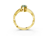 Yellow gold Fancy Green Marquise  Cut Diamond Twisted Band Engagement Ring with Prong Setting_6