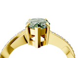 Yellow gold Fancy Green Marquise  Cut Diamond Twisted Band Engagement Ring with Prong Setting_7