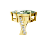 Yellow gold Fancy Green Marquise  Cut Diamond Twisted Band Engagement Ring with Prong Setting_8