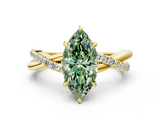 Yellow gold Fancy Green Marquise  Cut Diamond Twisted Band with Pavé Setting and Four-Prong Setting_20